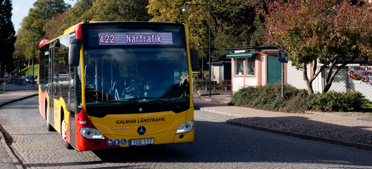 En Närtrafiksbuss i Kalmar innerstad