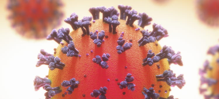 Illustration på ett Covid-19 virus